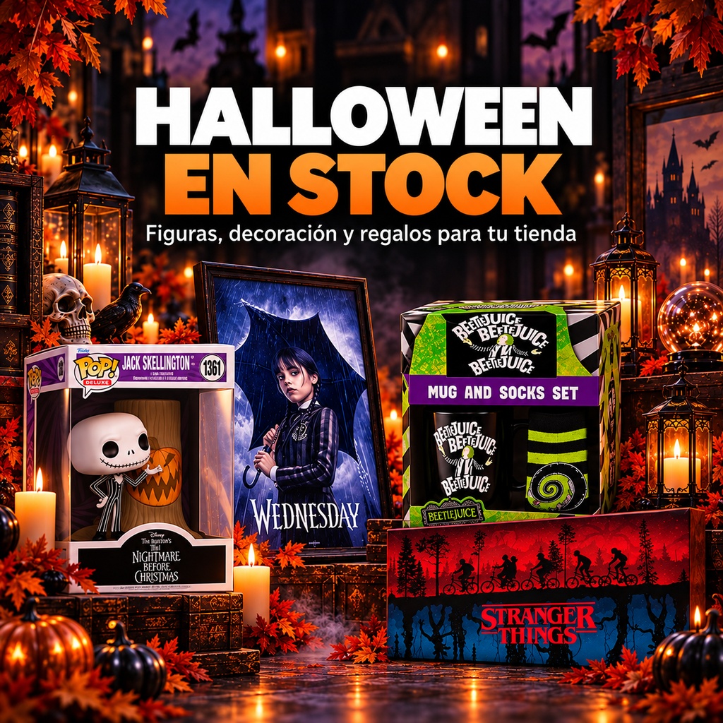 Halloween en stock: figuras, decoración y regalos para tiendas de Sherwood Media.