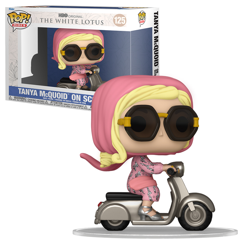 THE WHITE LOTUS - POP RIDES TANYA MCQUOID ON SCOOTER