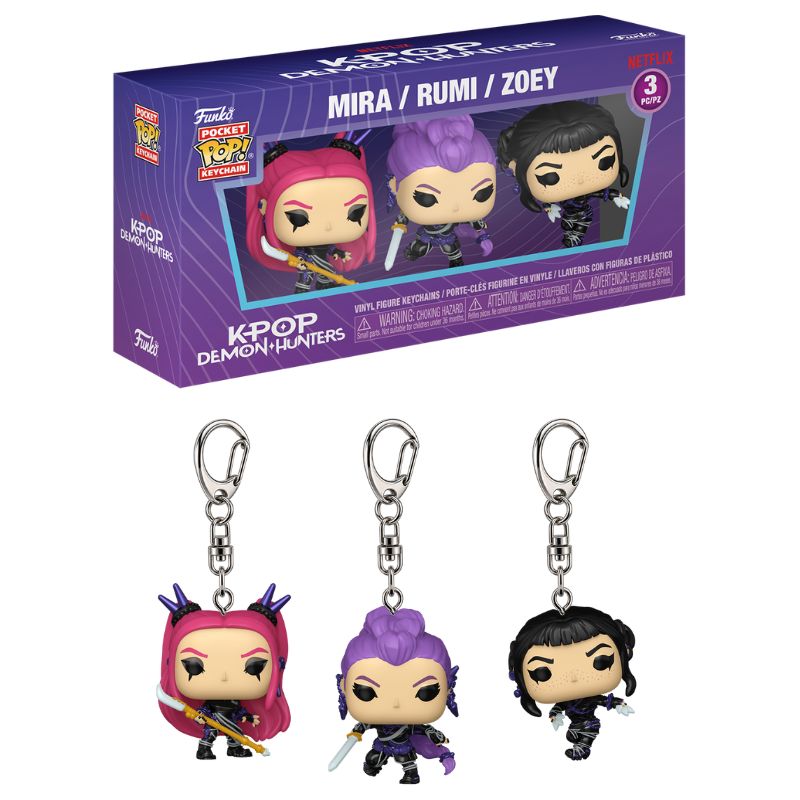 K-POP DEMON HUNTERS (T3) - PACK POP KEYCHAIN RUMI & ZOEY & MIRA x3 FIGURAS