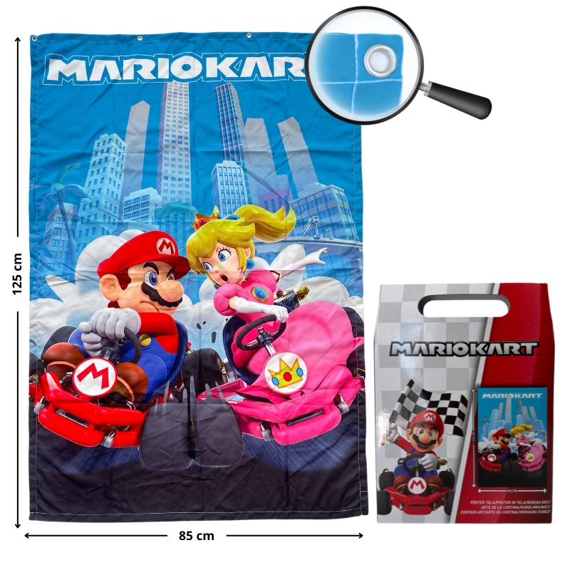 MARIOKART - PÓSTER TELA 125 x 85 CM CON OJALES METÁLICOS