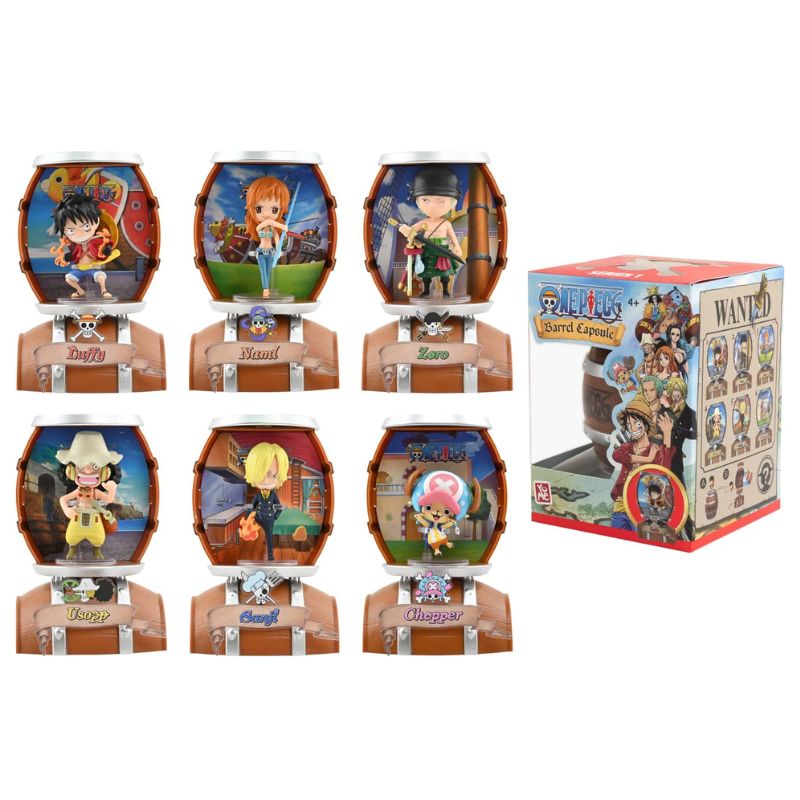 ONE PIECE - SURTIDO FIGURA SORPRESA EN BARRIL x6