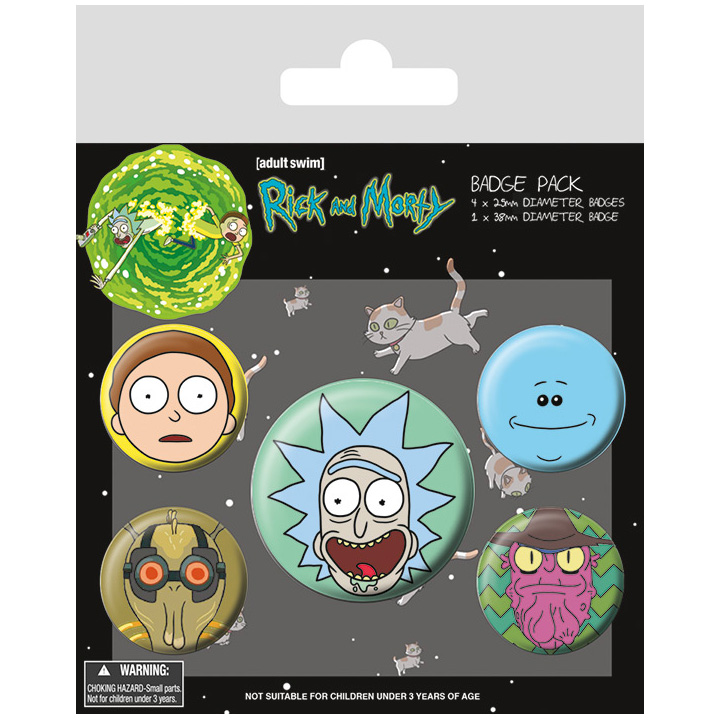 RICK & MORTY - PACK DE CHAPAS HEADS