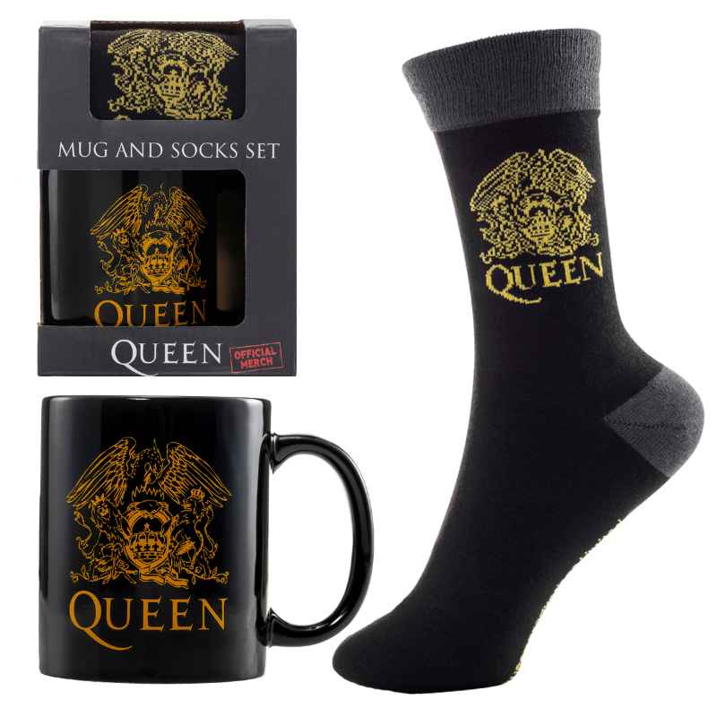QUEEN - CAJA REGALO TAZA Y CALCETÍN LOGO