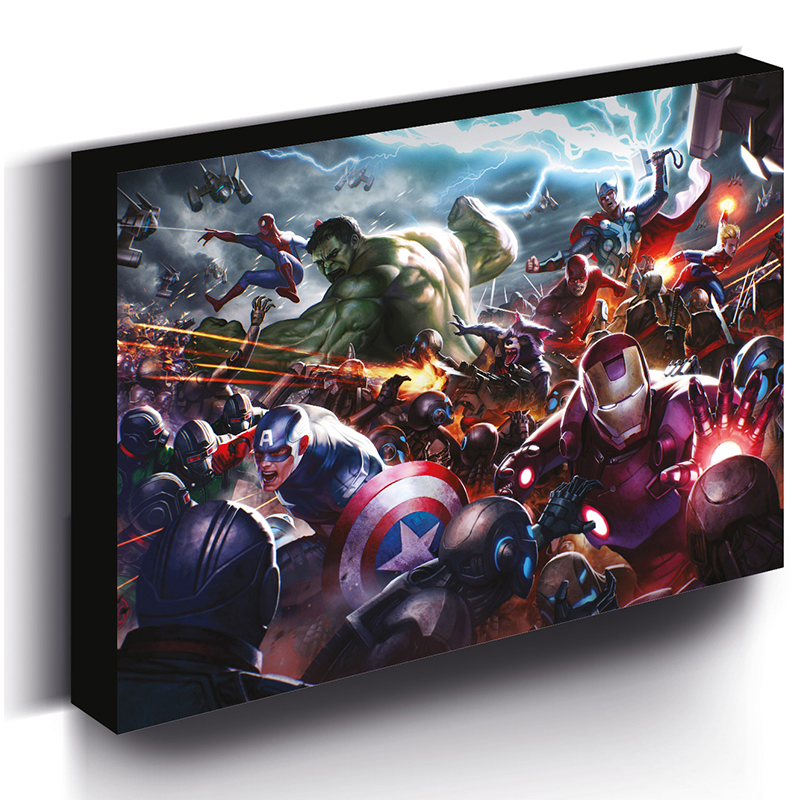 MARVEL - LIENZO CON ILUMINACIÓN 30x40 CM HEROES´ ASSAULT