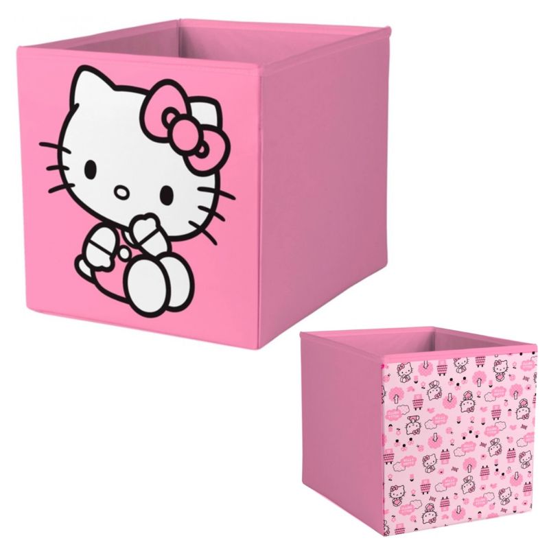 HELLO KITTY- CAJA PLEGABLE TELA 30x30 CM (ROSA)