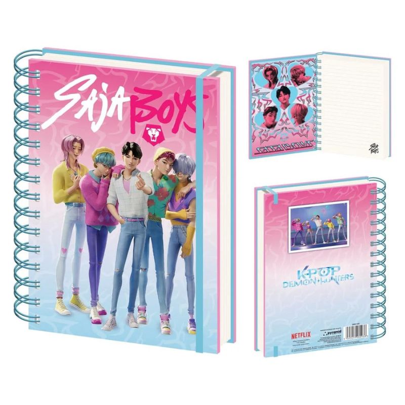 KPOP DEMON HUNTERS - CUADERNO A5 EN ESPIRAL SAJA BOYS