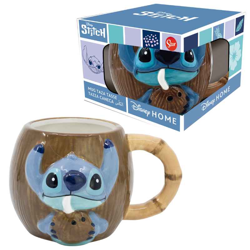 STITCH -  TAZA CERÁMICA 3D 420 ML EN CAJA REGALO COCONUT