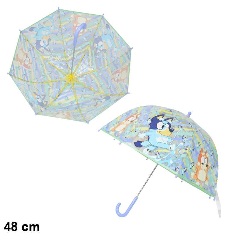 BLUEY - PARAGUAS BURBUJA INFANTIL TRANSPARENTE MANUAL 48 CM