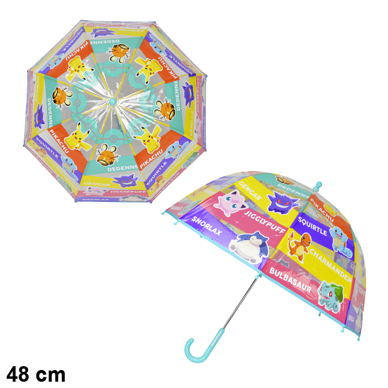 POKÉMON - PARAGUAS BURBUJA INFANTIL TRANSPARENTE MANUAL 48 CM